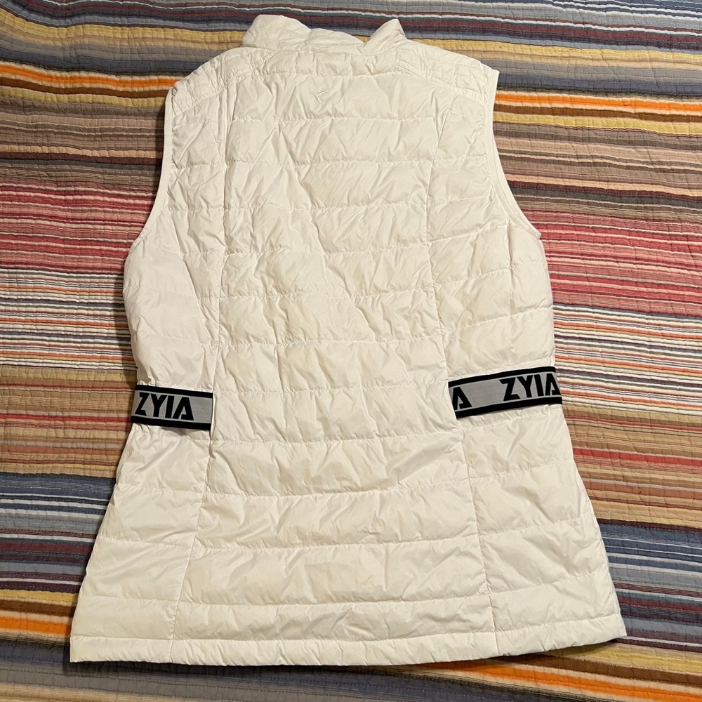 ZYIA Active Womens White Puffer Vest Full Zip Logo Band Size XXL - Picture 3 of 8